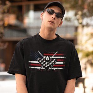 True American Flag Billiards T shirt for Men and Women
